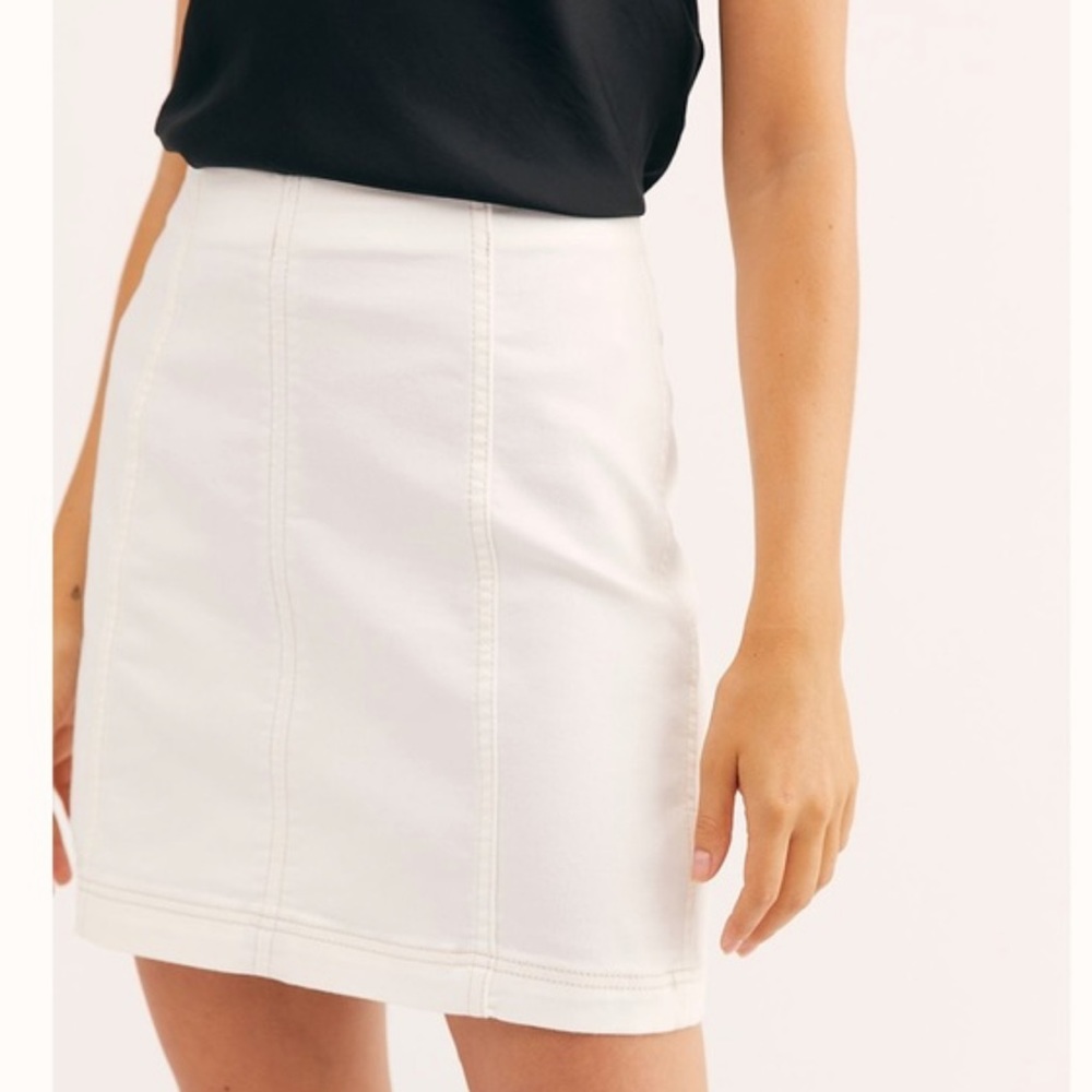 Free People Denim Mini Skirt White 2